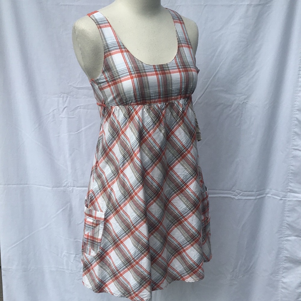 Billabong Orange Plaid Racer Back Dress